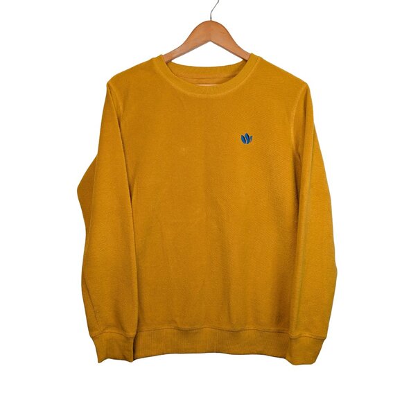 Dutch Bros Mens Sweatshirt Medium Yellow Crewneck Cotton Logo Embroidered - Picture 3 of 8